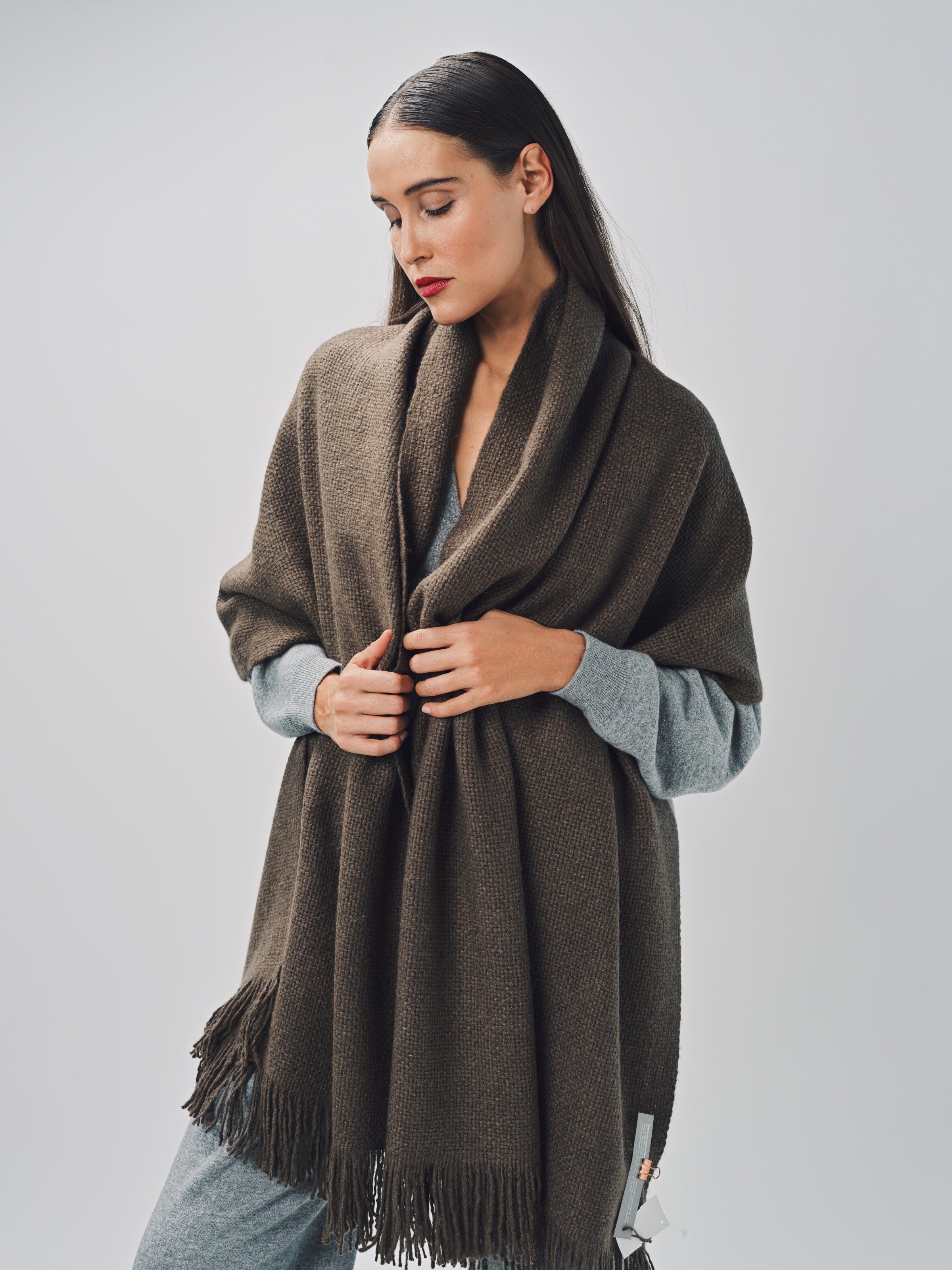 Denis Colomb Mongolian Nubby Stole Cappucino / One size