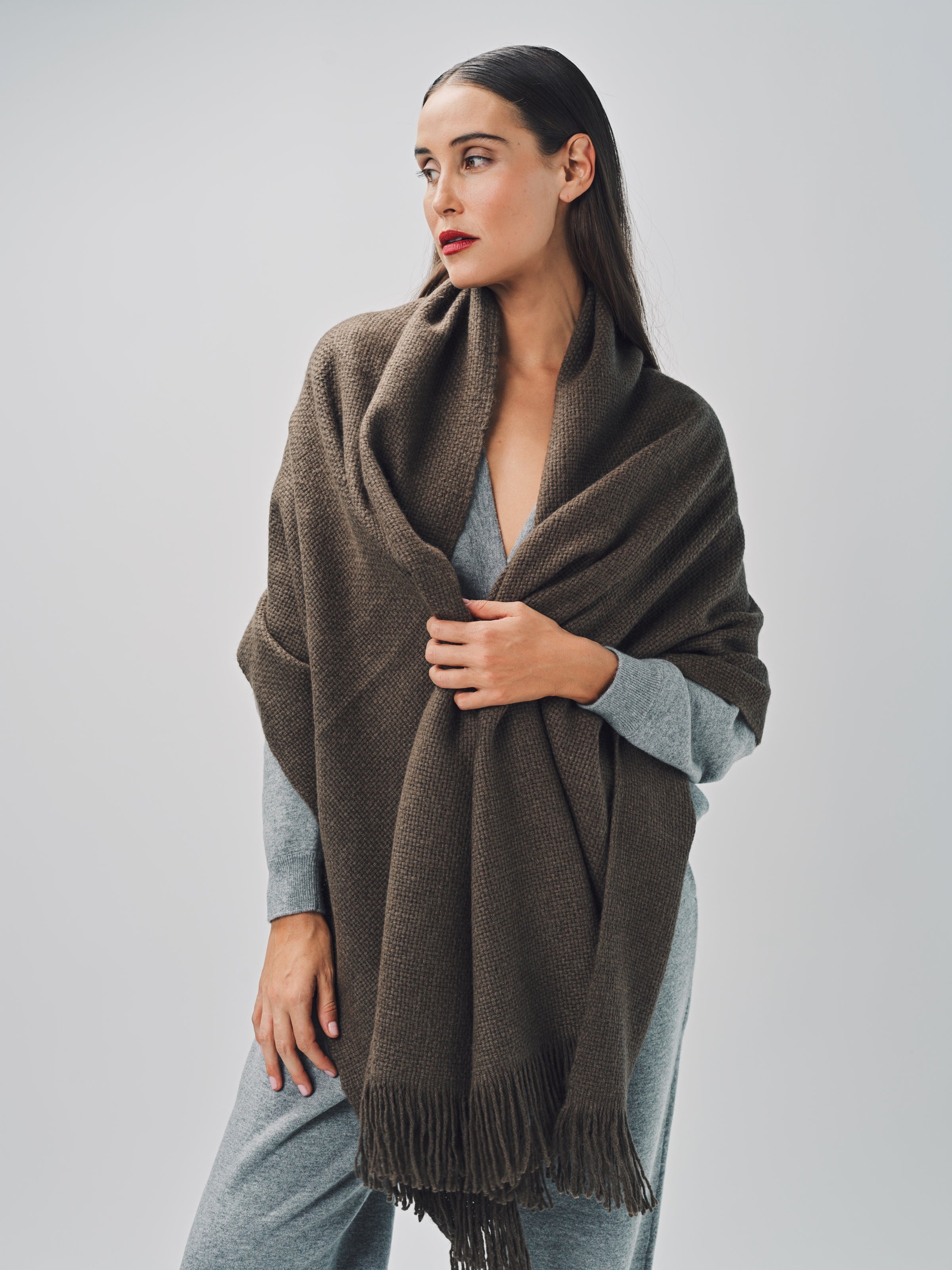 Denis Colomb Mongolian Nubby Stole Cappucino / One size