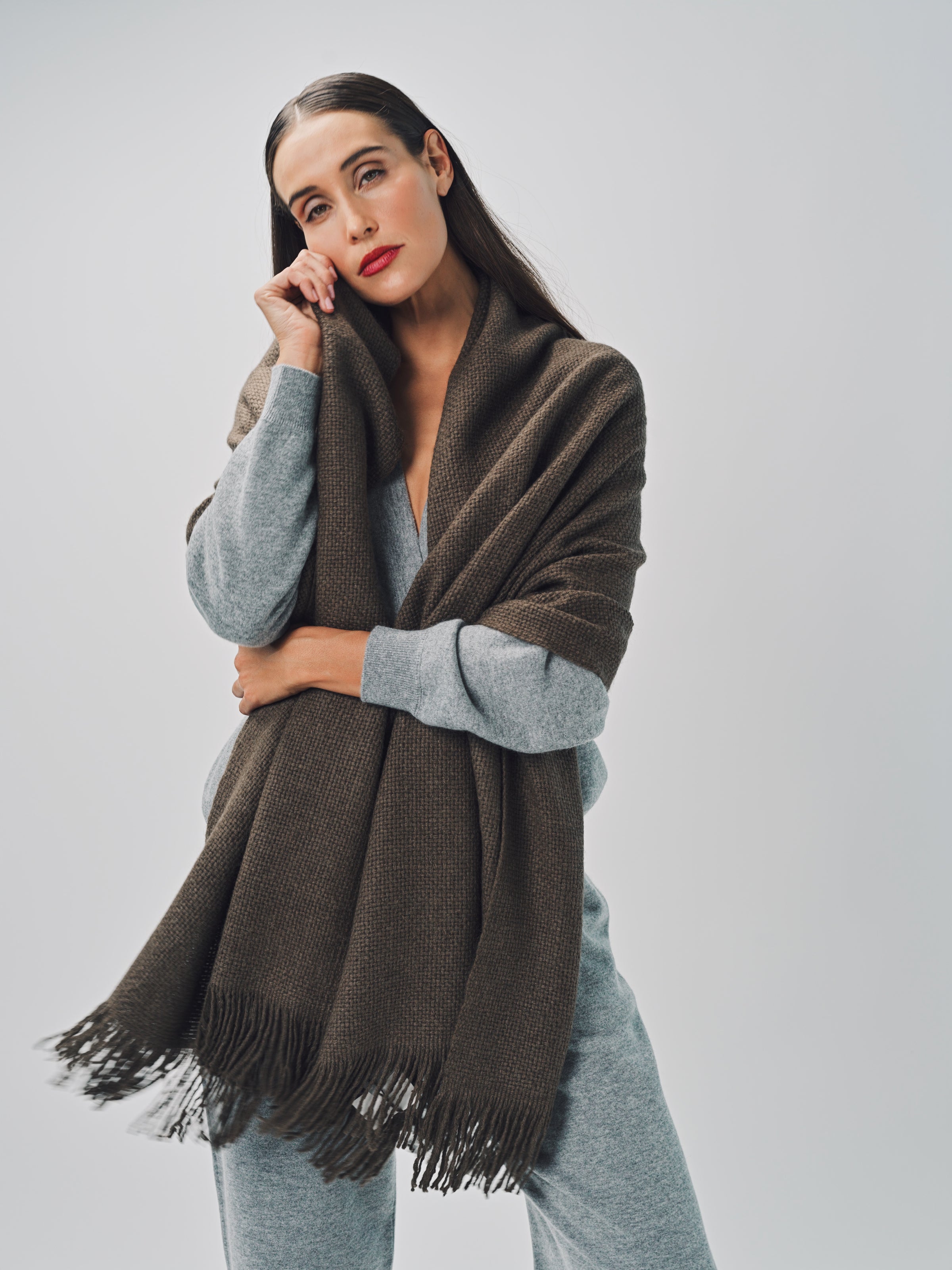 Denis Colomb Mongolian Nubby Stole Cappucino / One size