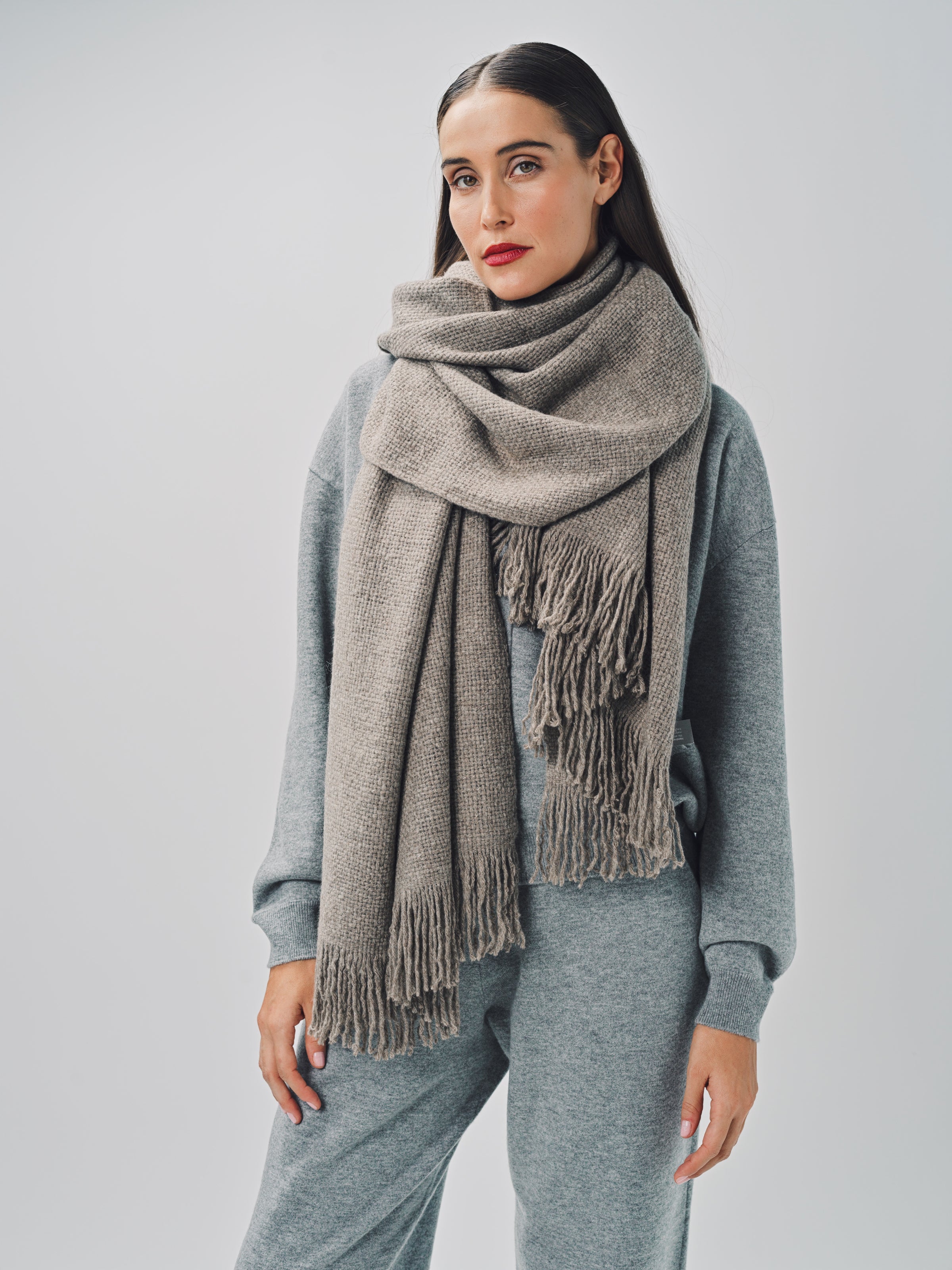 Denis Colomb Mongolian Nubby Stole Natural Grey / One size