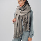 Denis Colomb Mongolian Nubby Stole Natural Grey / One size