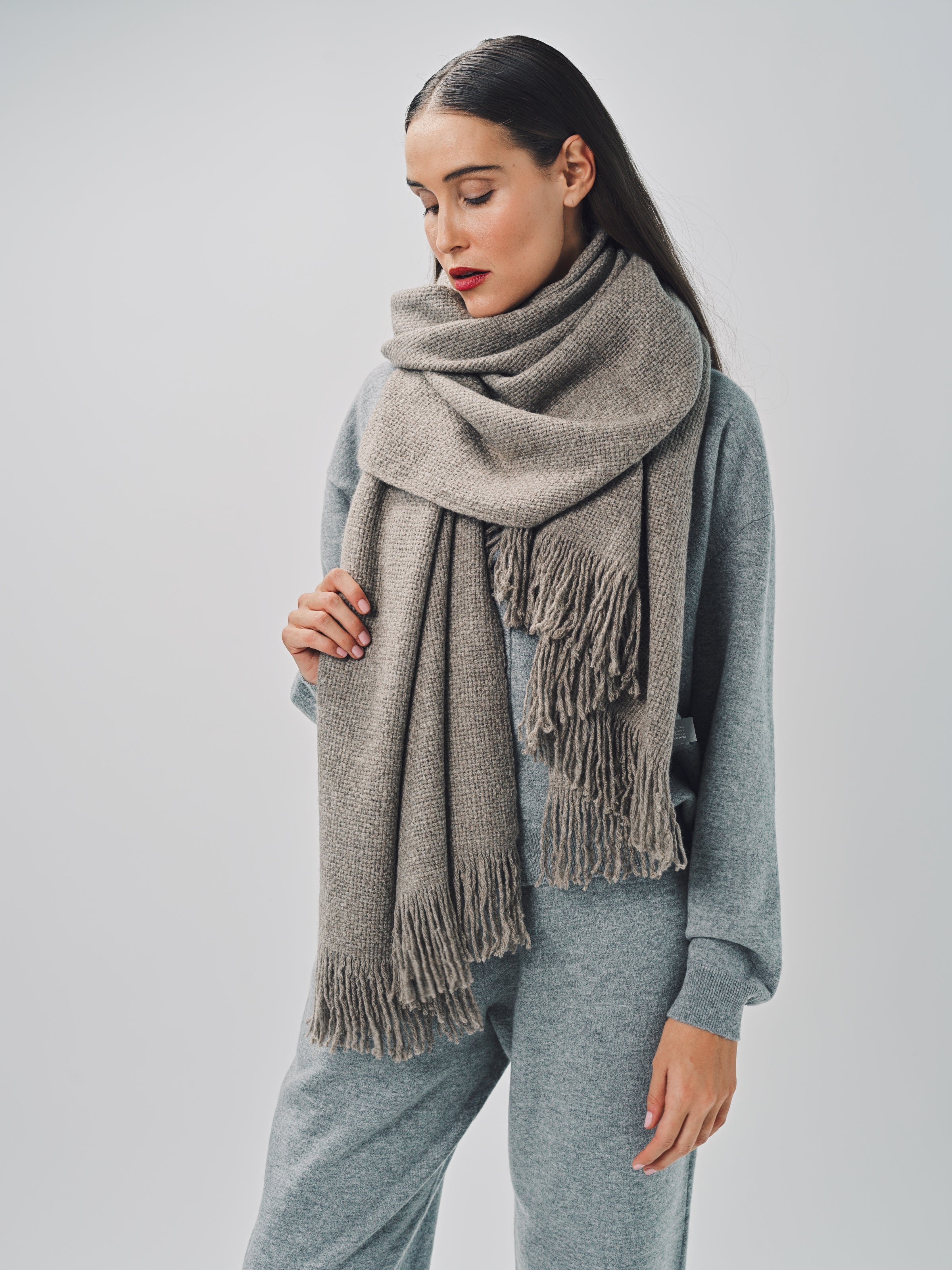 Denis Colomb Mongolian Nubby Stole Natural Grey / One size