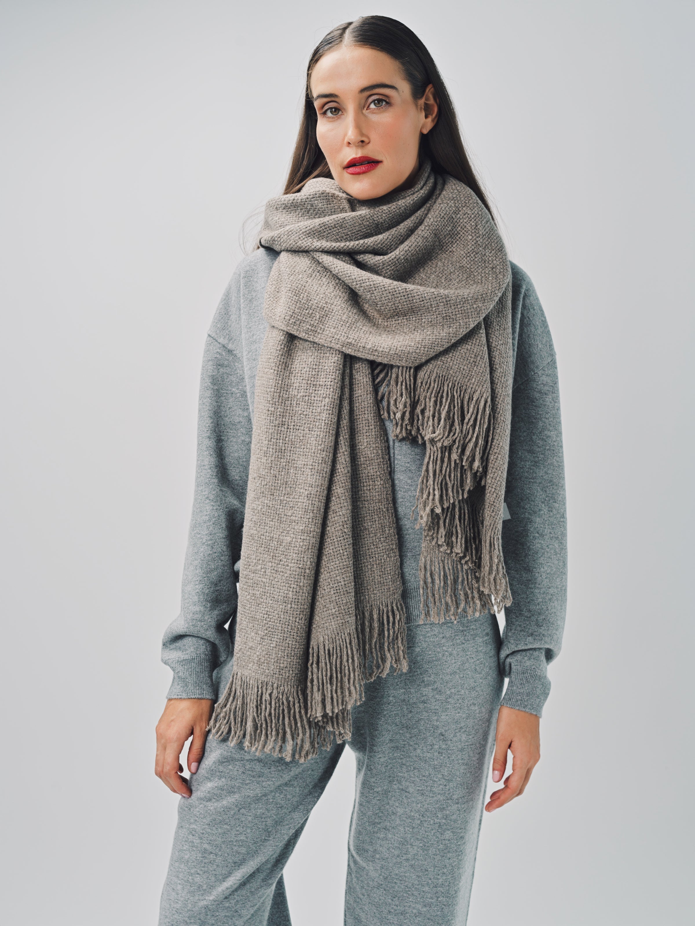 Denis Colomb Mongolian Nubby Stole Natural Grey / One size