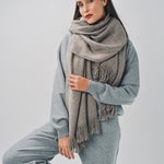 Denis Colomb Mongolian Nubby Stole Natural Grey / One size