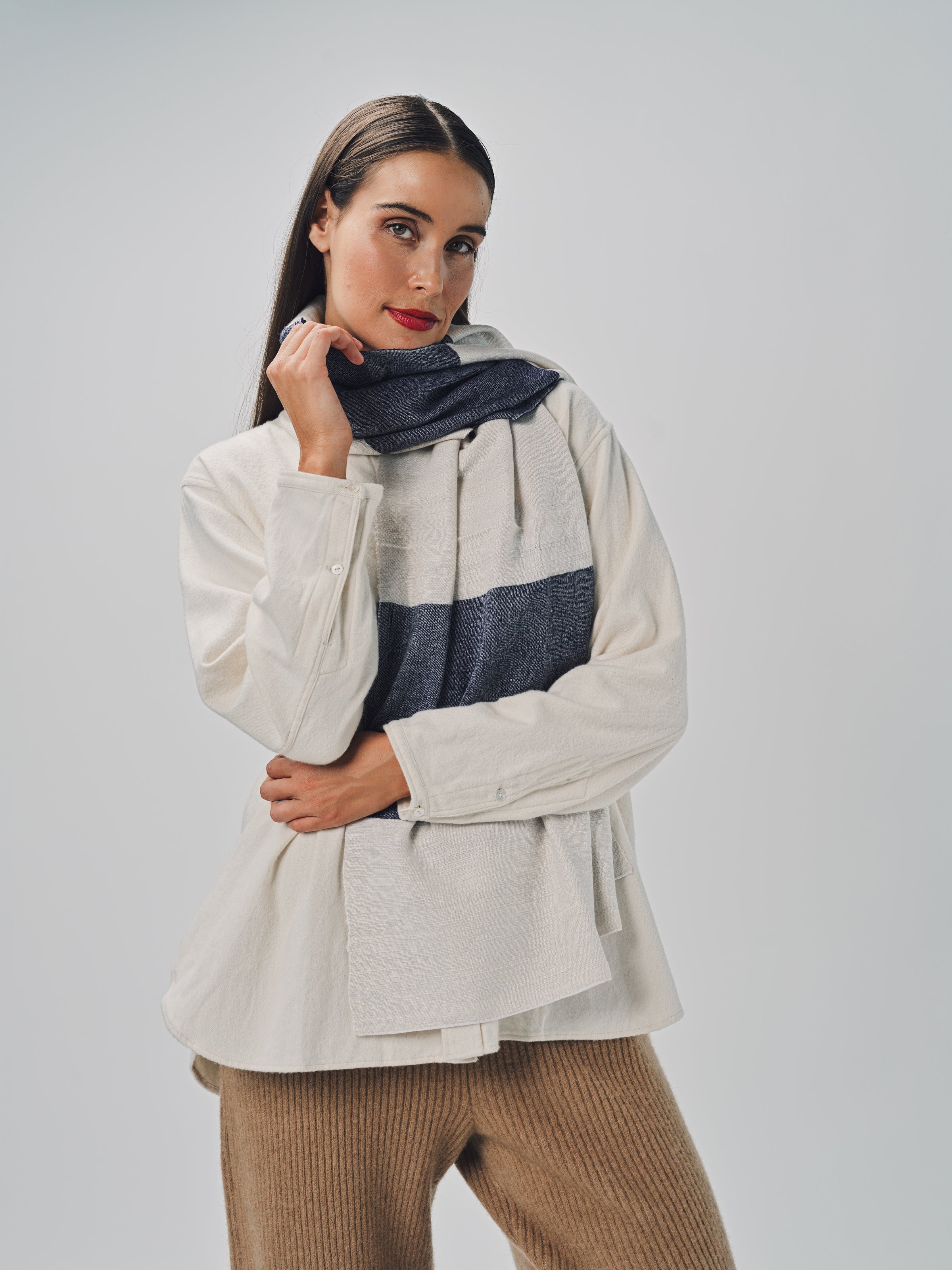 Denis Colomb Malibu Stole Mid Blue/White / One size