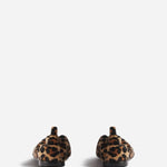 Back view of leopard pointed elasticized slipper on white background, with no model shown.
