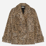 Front view of leopard peacoat on white background, with no model shown.
