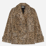 Front view of leopard peacoat on white background, with no model shown.
