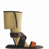 Right side view of ecru gladiator wrap sandal on white background, with no model shown.