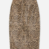 Front view of leopard skirt on white background, with no model shown.