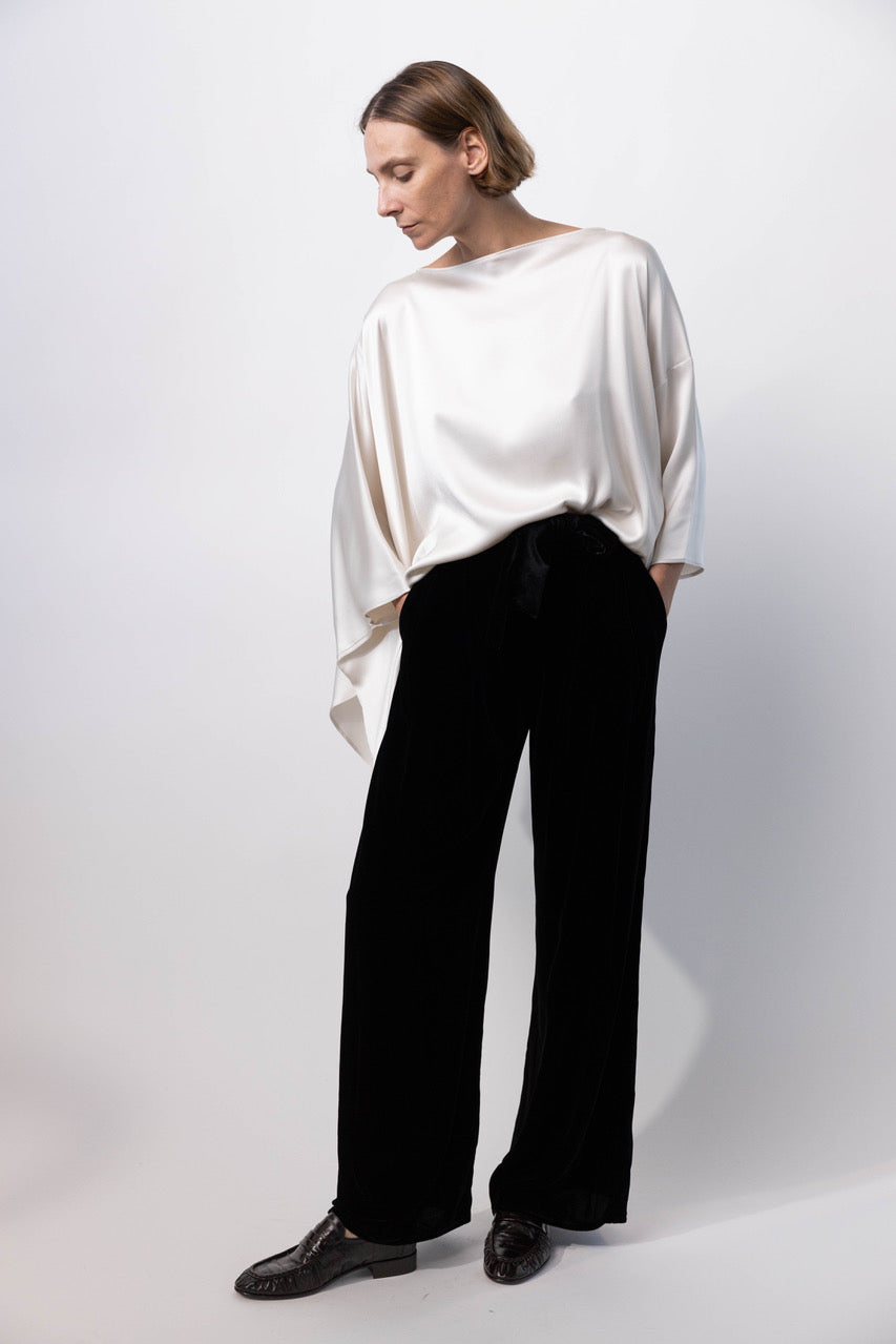 Dusan Velvet Wide Leg Pants with Belt