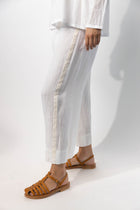 Pants with Velvet Ribbon in Rice
