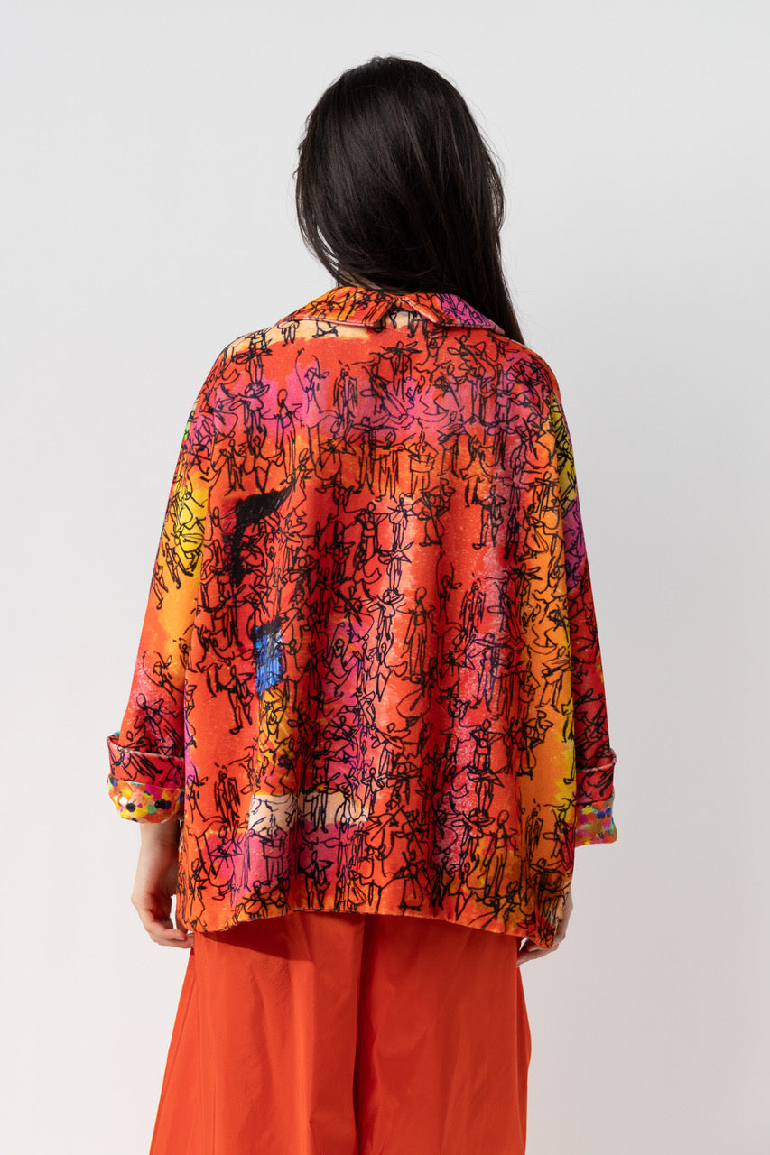 Reversible Jacket with Abstract & Polka Dot Prints