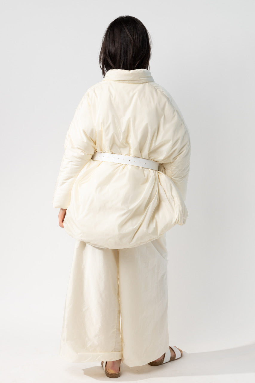Washed Nylon Down Coat with Pockets