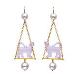 Marie-Hélène De Taillac 22K Yellow Gold Renaissance Guepard Rose Quartz and Pearl Earrings
