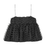 Front view of black Babette Top on white background, with no model shown.