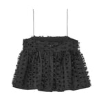 Back view of black Babette Top on white background, with no model shown.
