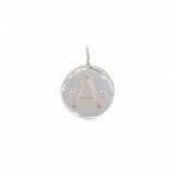 Ali Grace Sterling Silver with A Initial and 2 Diamonds Round Charm