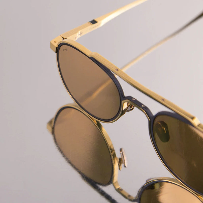 Clairaut 24K Yellow Gold Navy Sunglasses