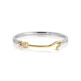14K Yellow and White Gold Hook Bangle with Diamond Rondelle