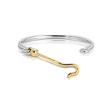 14K Yellow and White Gold Hook Bangle with Diamond Rondelle