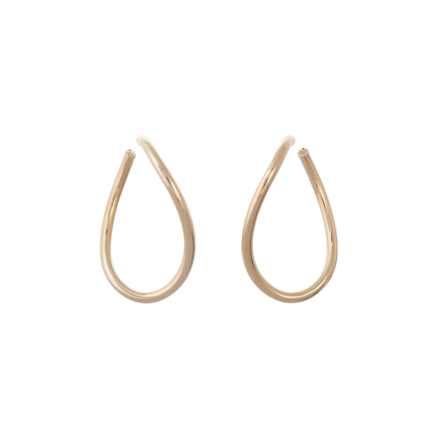 18K Yellow Gold Curved Oval Hoop Earrings