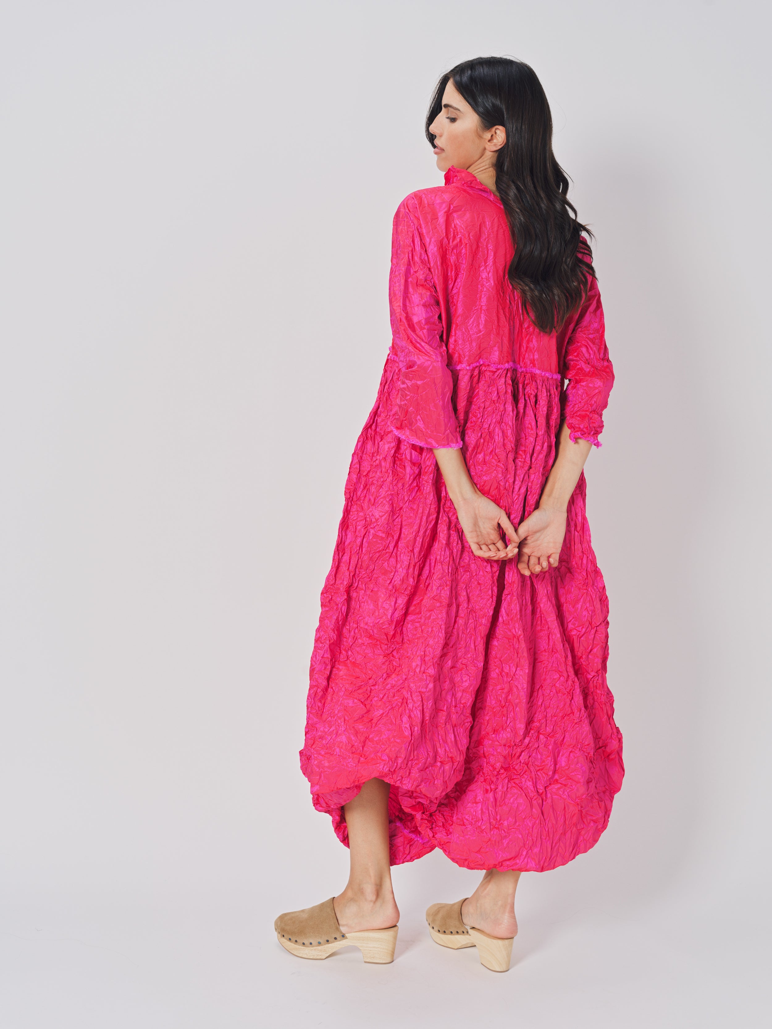 Daniela Gregis Marina Diginepro Lavato Dress Fuschia / One size