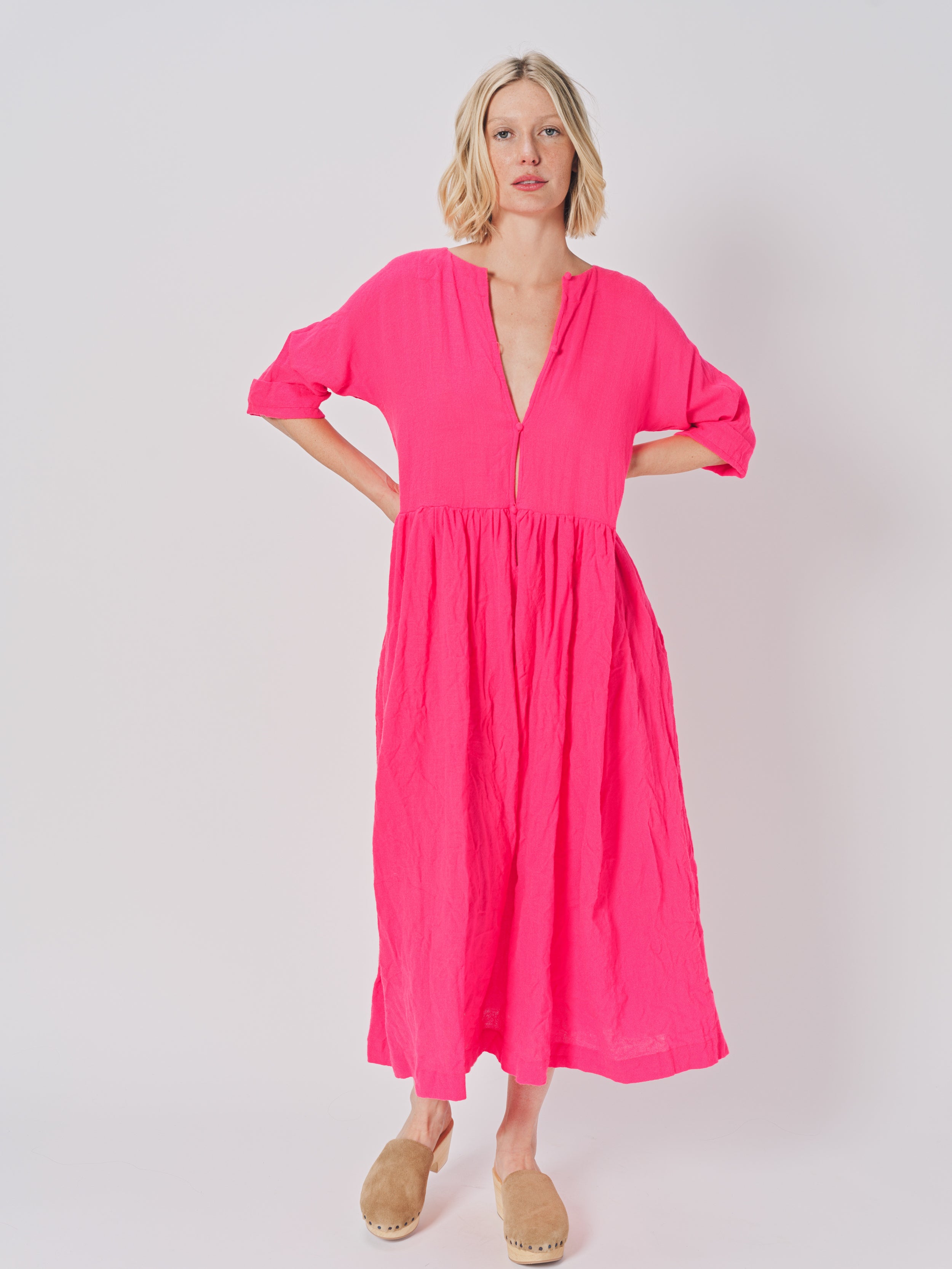 Daniela Gregis Bottoncino Di Lavato Dress Fuschia / One size