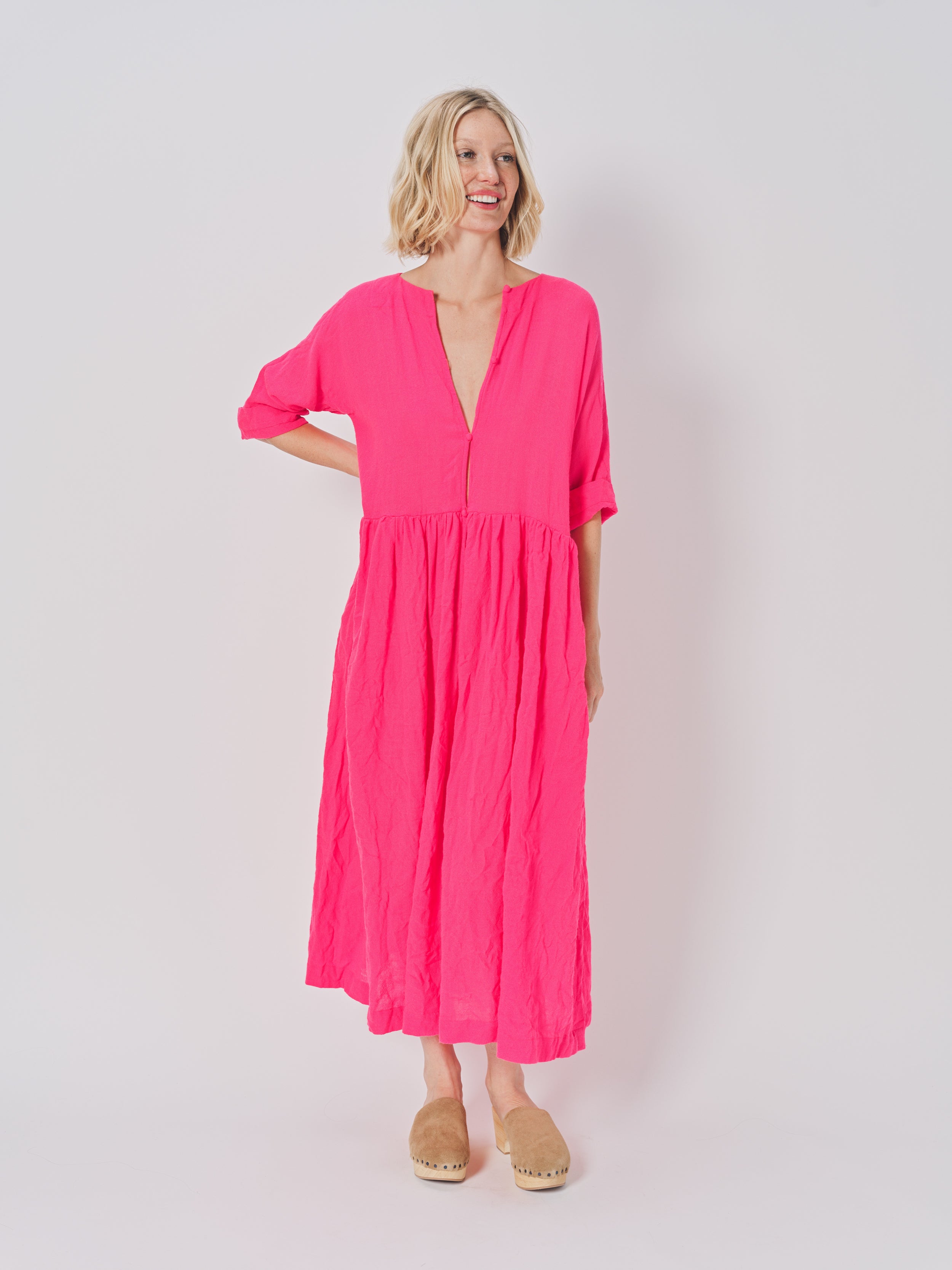 Daniela Gregis Bottoncino Di Lavato Dress Fuschia / One size