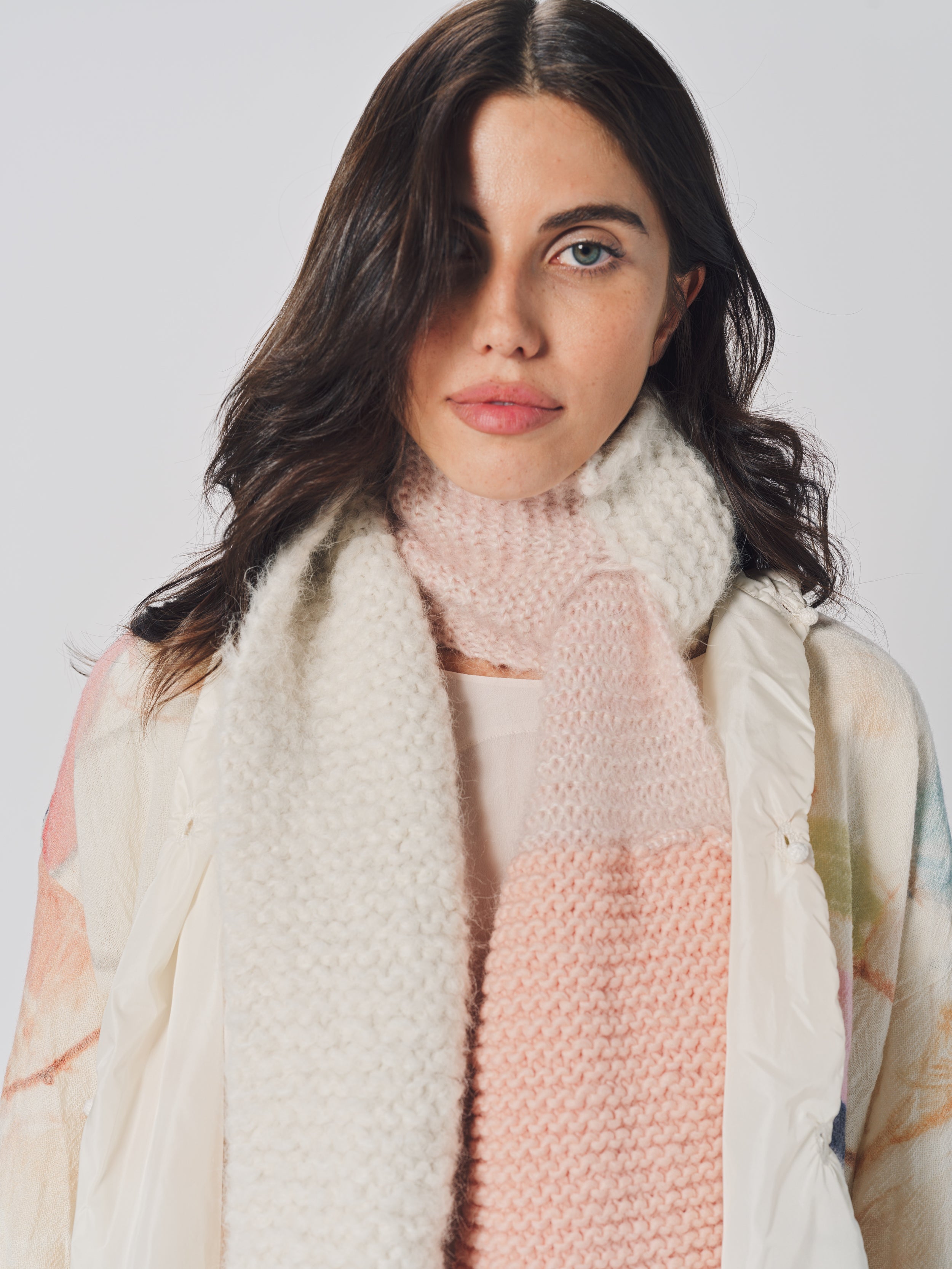 Daniela Gregis Putino Hand Knit Shawl Bianco Panna / One size