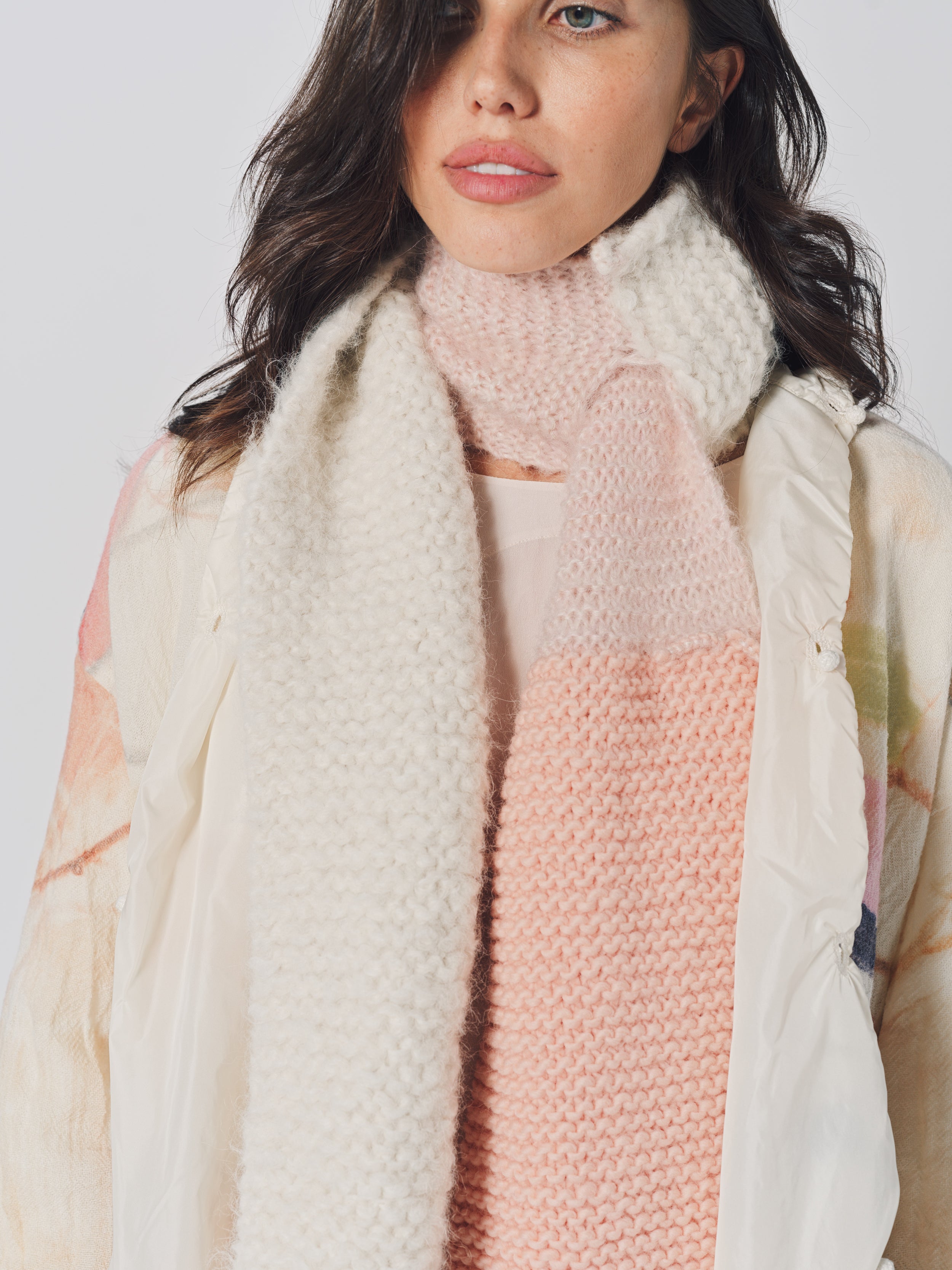 Daniela Gregis Putino Hand Knit Shawl Bianco Panna / One size