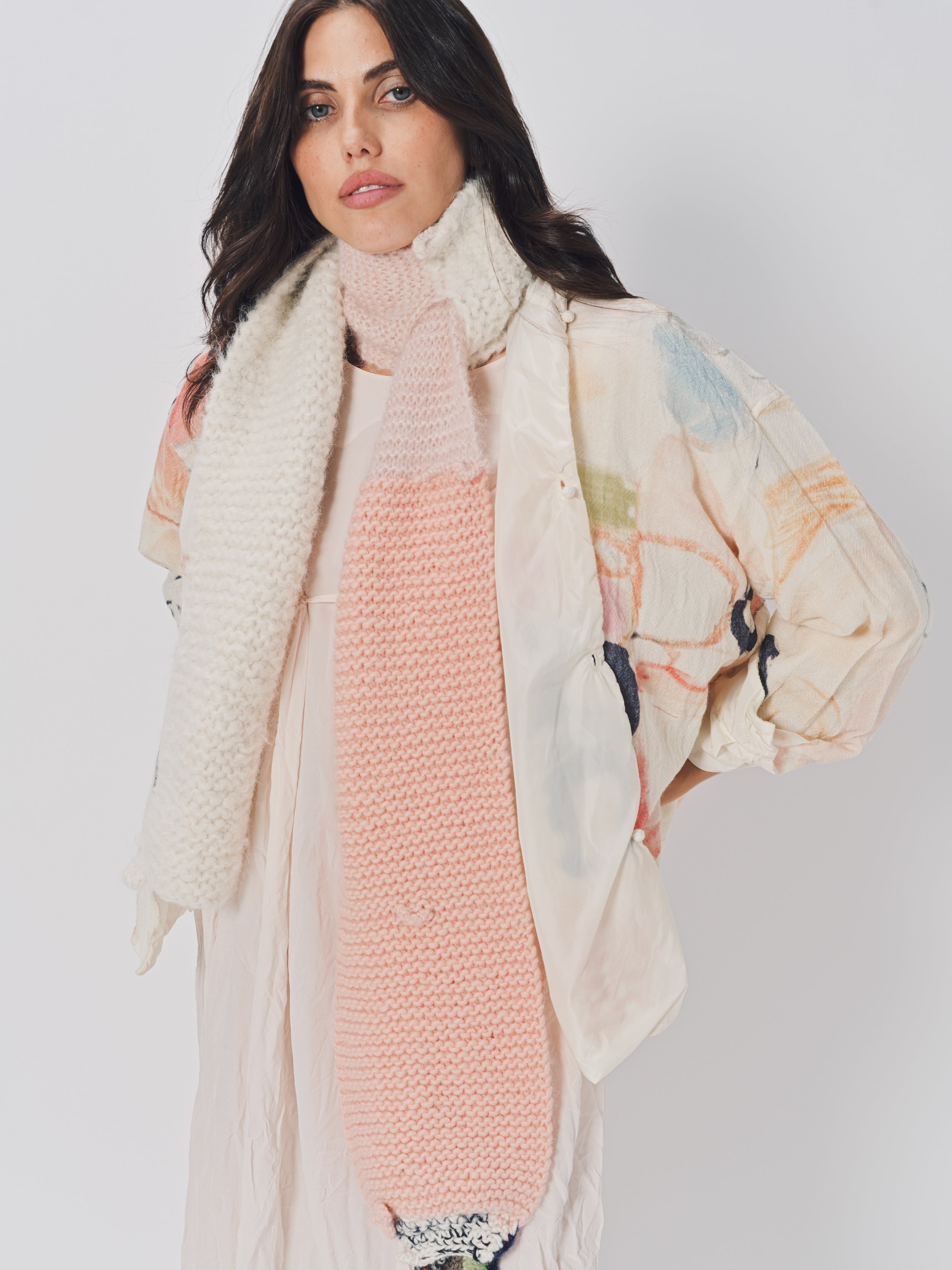 Daniela Gregis Putino Hand Knit Shawl Bianco Panna / One size