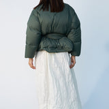 Washed Nylon Down Coat in Sage