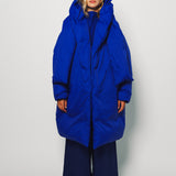 Daniela Gregis Blu Elettrico Piumino Cappuccio Medio Coat