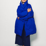 Daniela Gregis Blu Elettrico Piumino Cappuccio Medio Coat