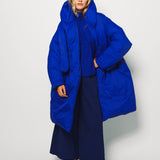 Daniela Gregis Blu Elettrico Piumino Cappuccio Medio Coat