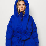 Daniela Gregis Blu Elettrico Piumino Cappuccio Medio Coat