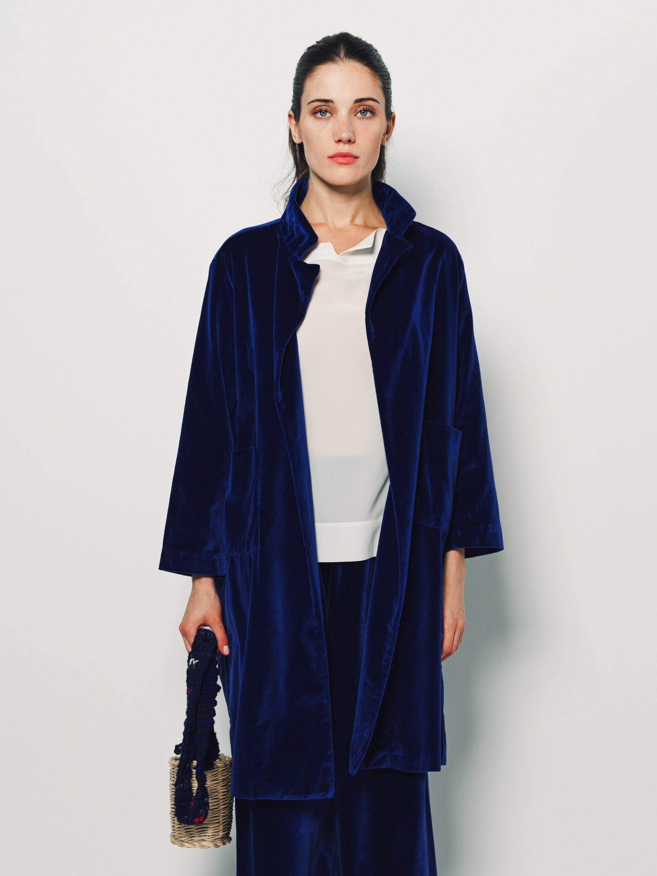 Daniela Gregis Blue Elettrico Punto Bianco Lavato Coat 1 / Blu Elettrico