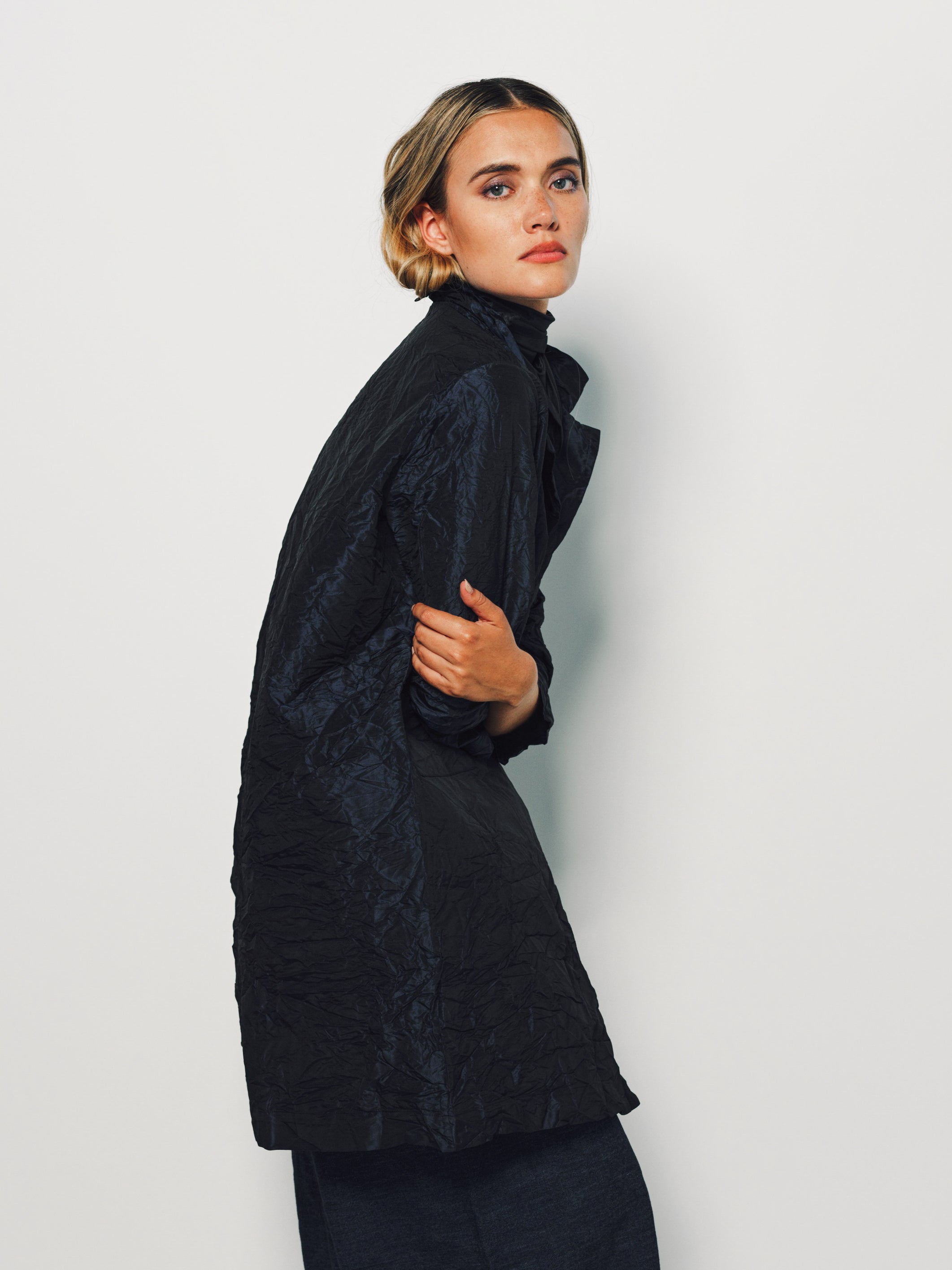 Daniela Gregis Blu Navy Punto Bianco Lavato Coat 1 / Blu Navy
