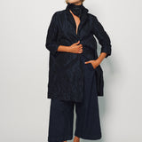 Daniela Gregis Blu Navy Punto Bianco Lavato Coat
