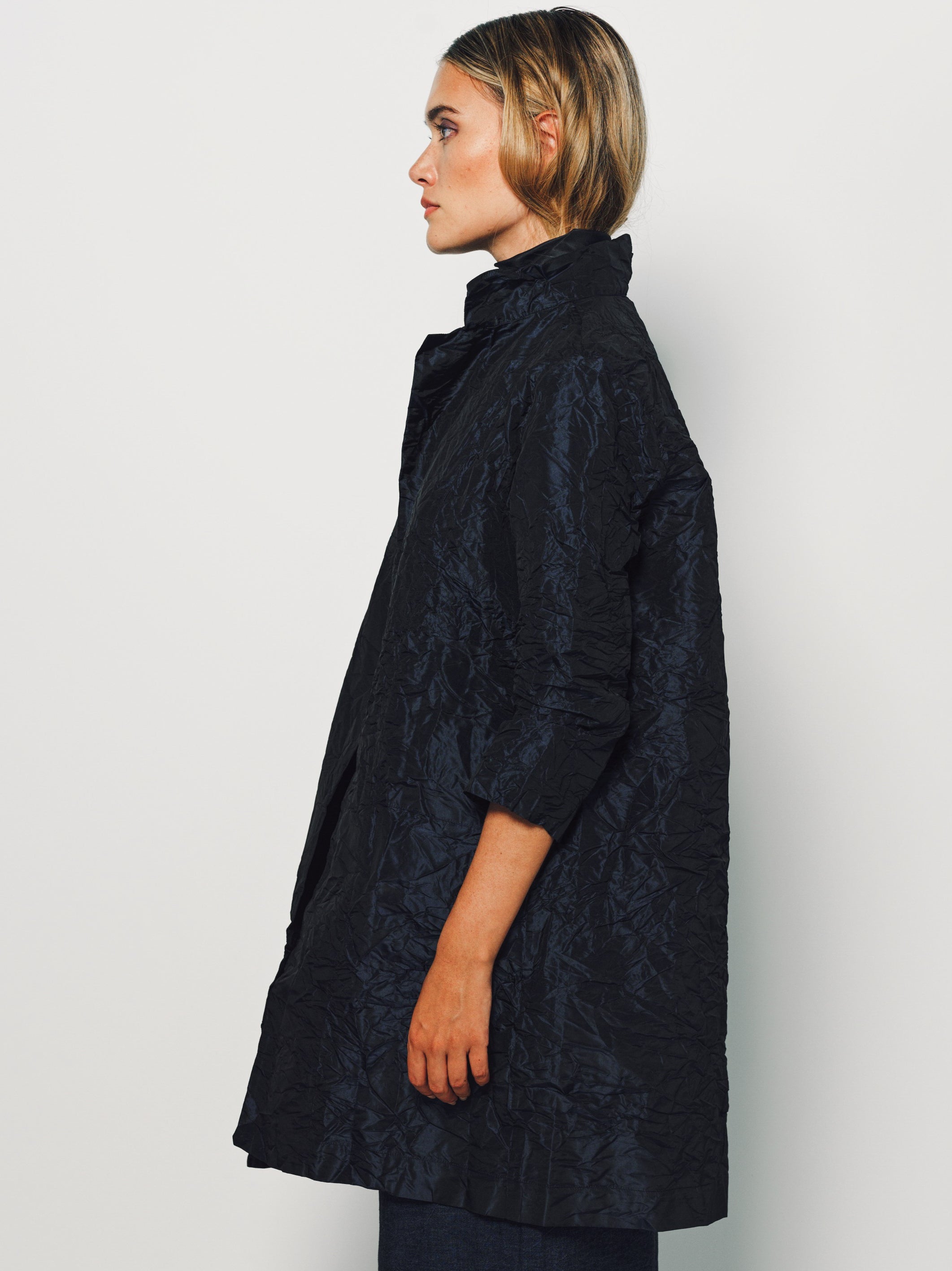 Daniela Gregis Blu Navy Punto Bianco Lavato Coat 1 / Blu Navy