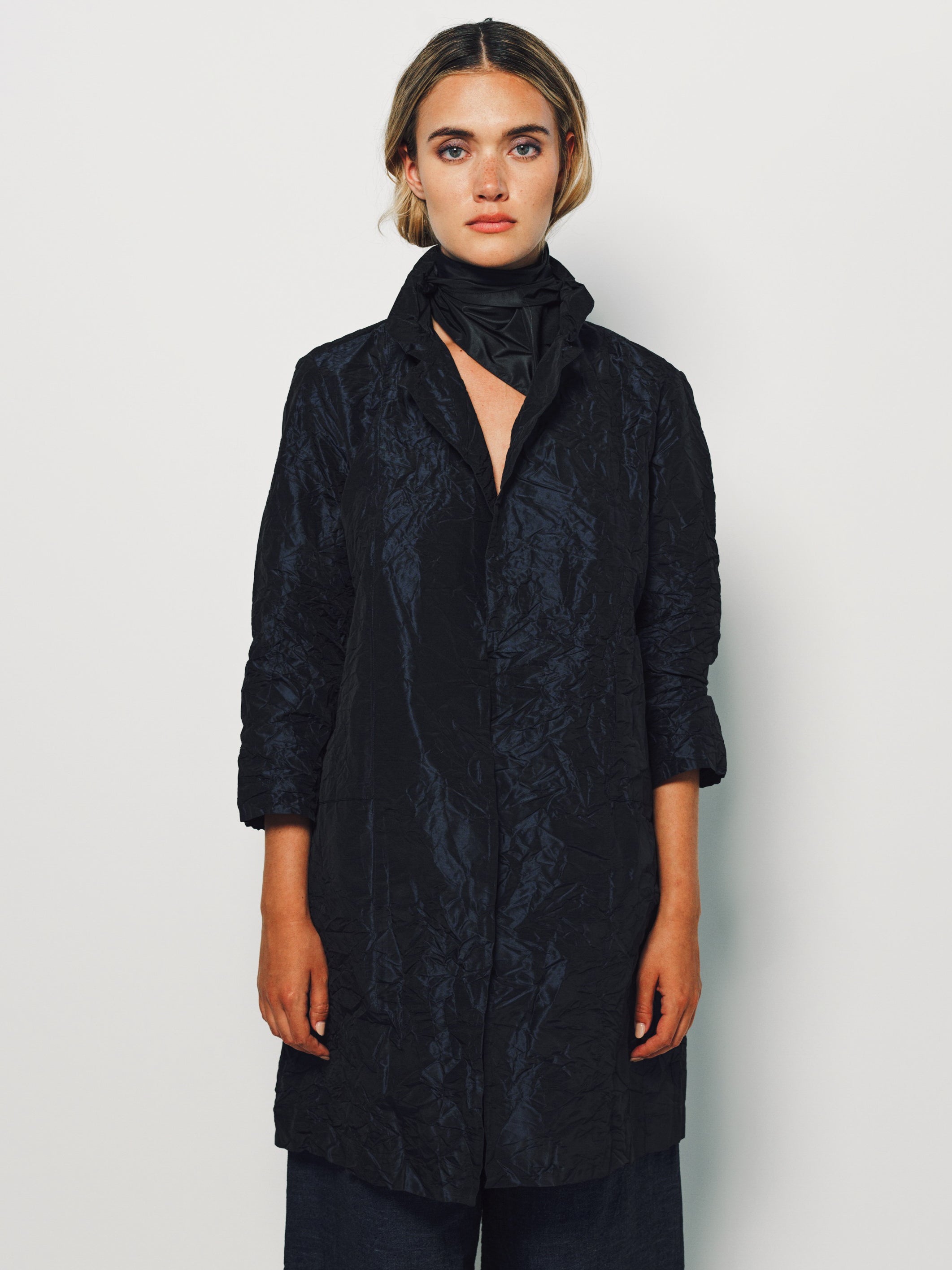 Daniela Gregis Blu Navy Punto Bianco Lavato Coat 1 / Blu Navy