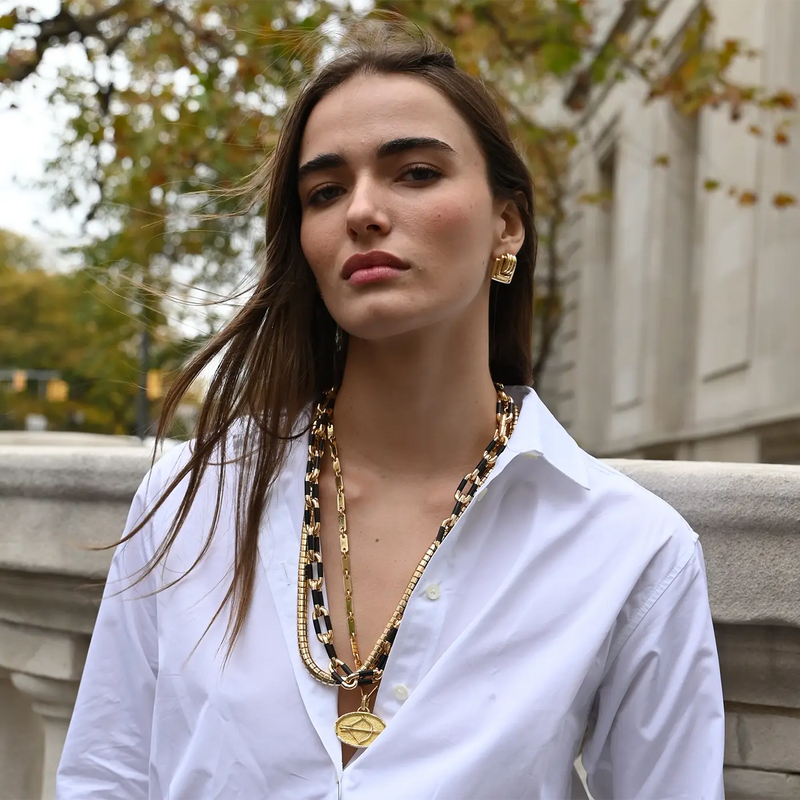 18K Yellow Gold 27" Tab Chain Necklace
