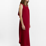 Dusan Long Drape Back Crepe Dress