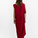 Dusan Long Drape Back Crepe Dress