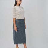 Dries Van Noten Sonka Tris Fringed Skirt Dark Grey / 36