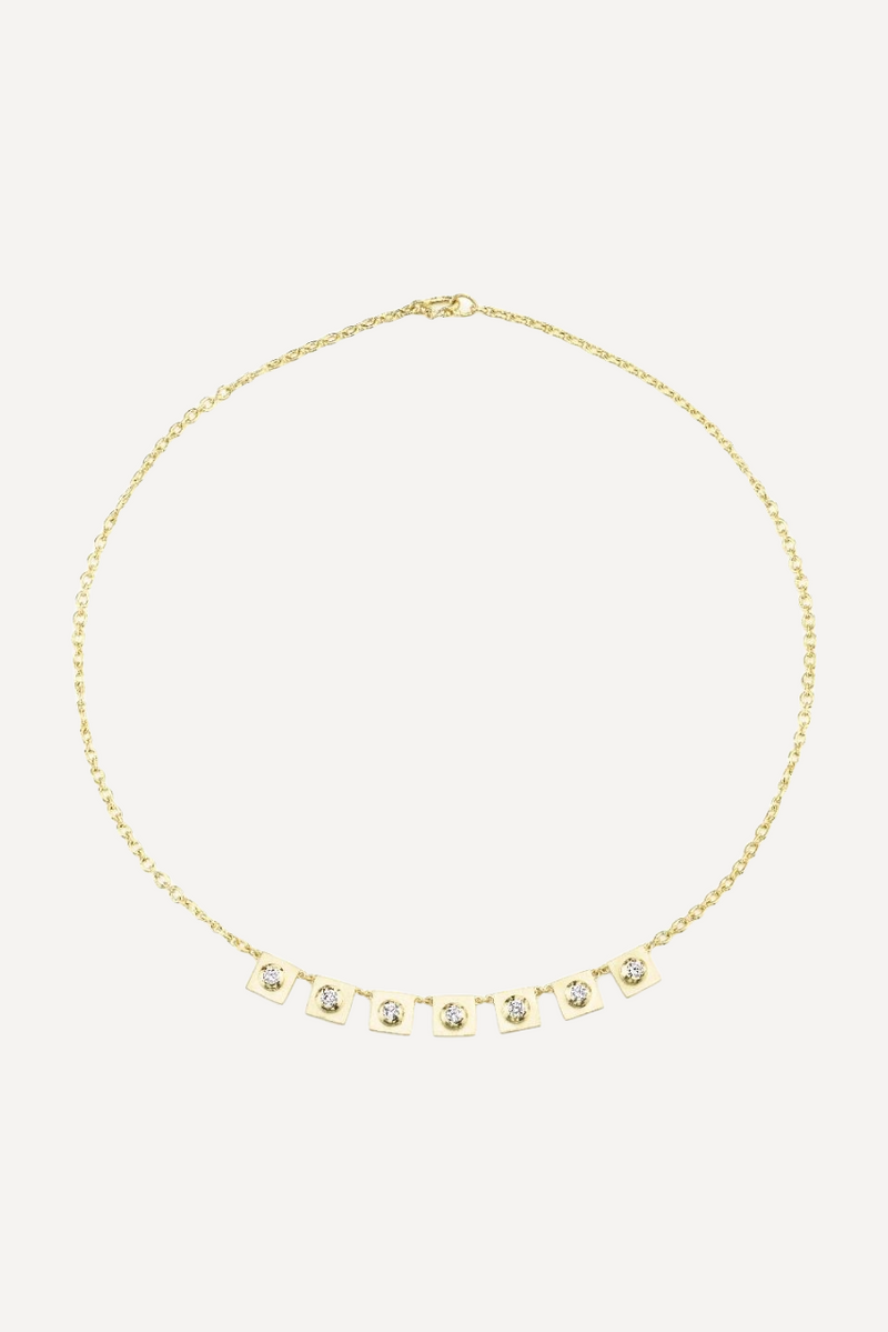 18K Yellow Gold 18" Necklace with Full Cut Diamonds