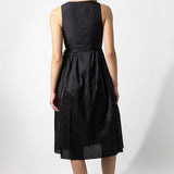 Back view of midnight rajasthani dress on model against a white background.