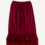 Front view of tibet ruffle skirt on white background, with no model shown