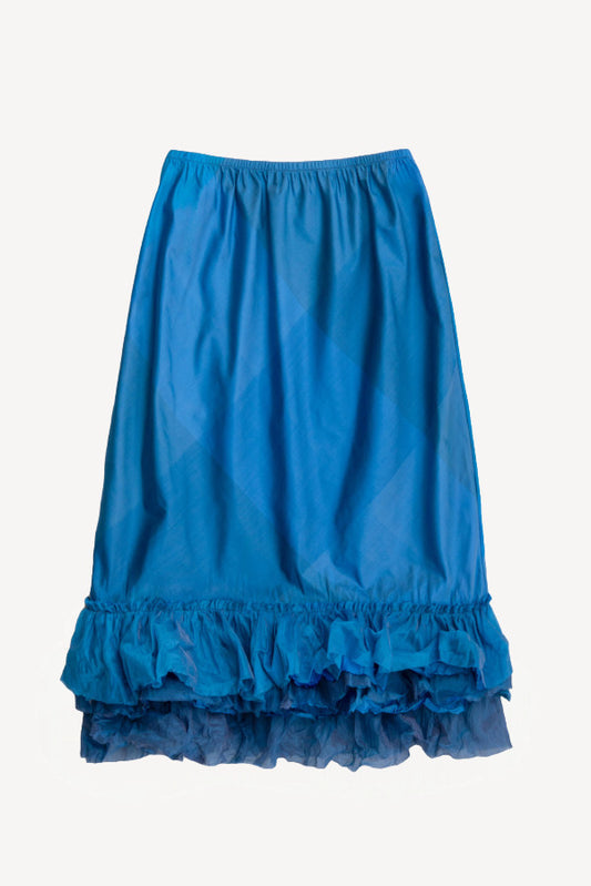 Front view of glaukos ruffle skirt on white background, with no model shown.